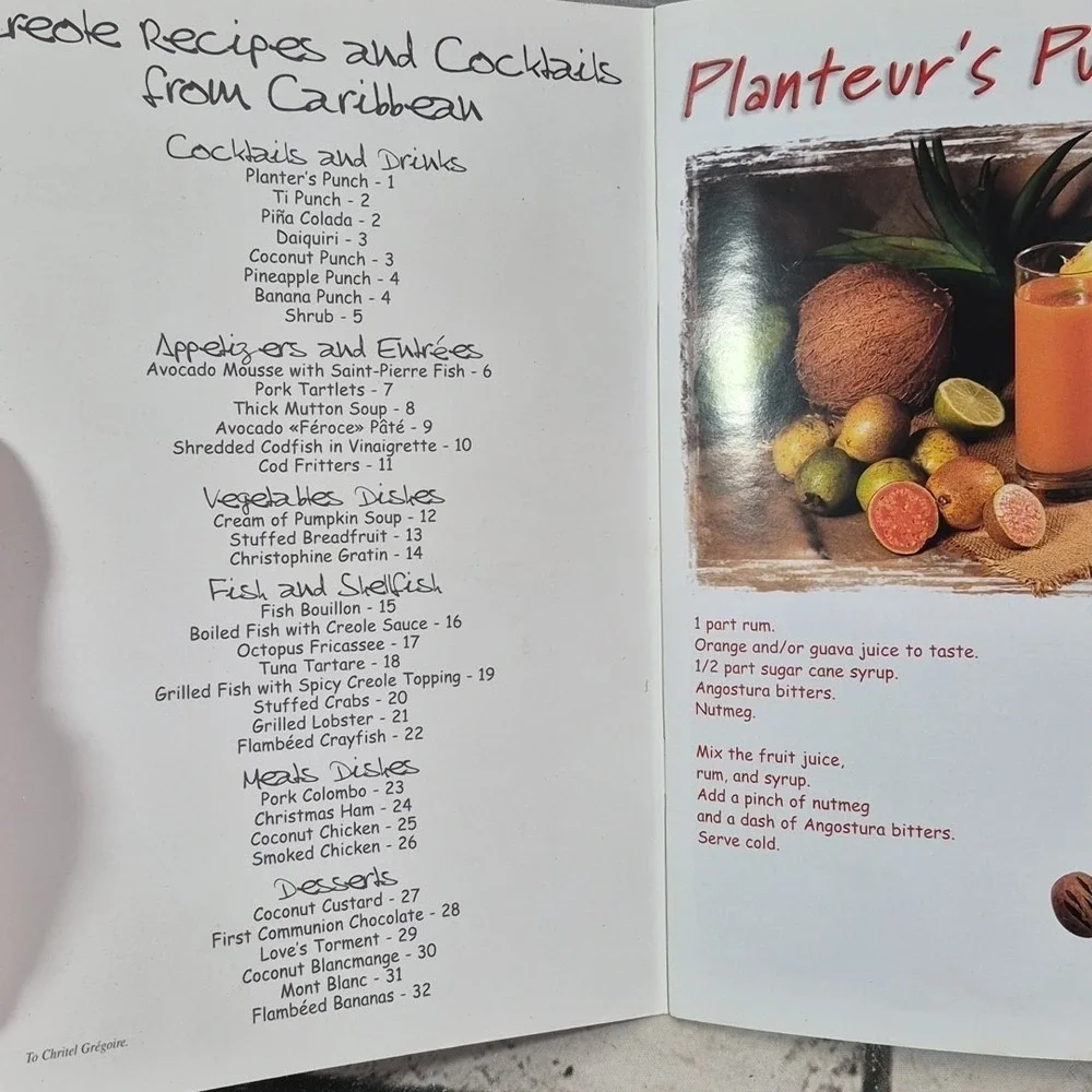 Creole Recipes and cocktails from Caribbean Volume 1 Pamphlet Cookbook
